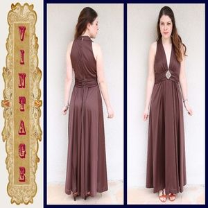 Vintage Evening Gown 70s Brown